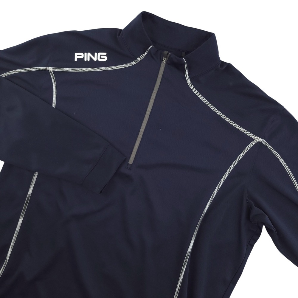 PING Performance Pullover Mens XL Blue 1/4 Zip Long Sleeve Golf Top Athletic
